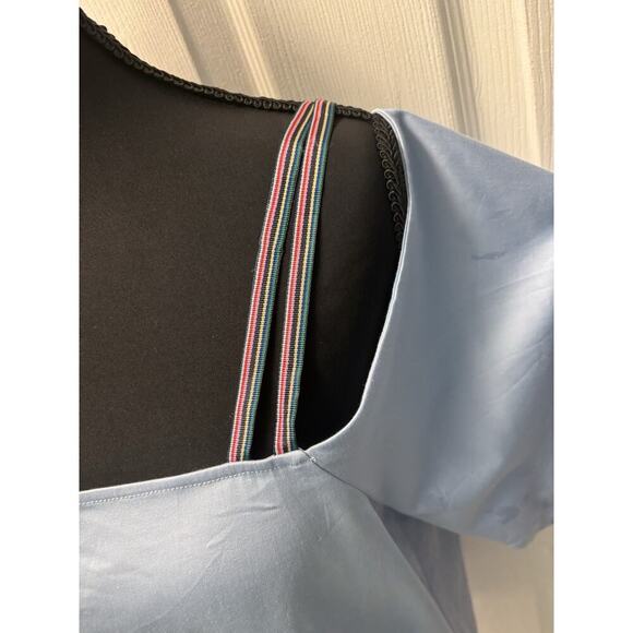 Saks Fifth Avenue Blue And Ribbon Off The Shoulder Top M20 - Picture 2 of 10